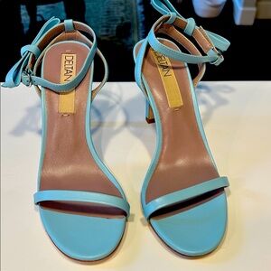 Deltas leather Women's Tiff Blue Strappy Heels NEW Sz 9 Bows-Wedding/HOCO shoes